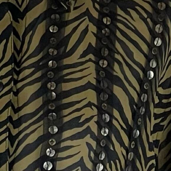 Usindo Sheer Sequined Animal Print Boho Artist Shirt Dress Vintage Size S - Picture 5 of 13